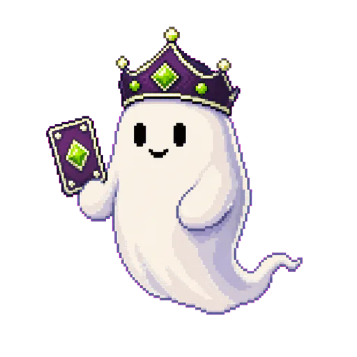 Bomoh Prime ghost wearing a ceremonial crown and holding a membership card